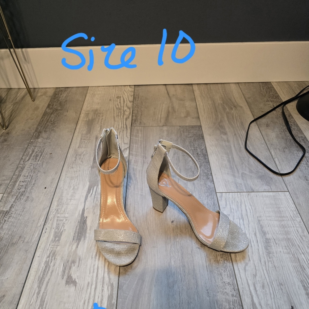 Elegant Silver Ankle Strap Heels